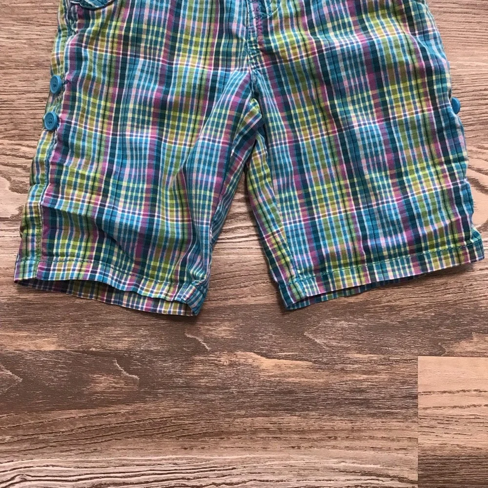 The Children’s Place Blue Plaid Roll Tab Bermuda Short Adjustable Waist 6